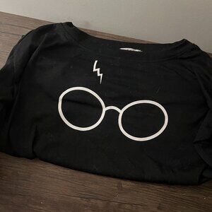 Harry Potter - Long Sleeved Off Shoulder Black Harry Potter Glasses Medium Shirt
